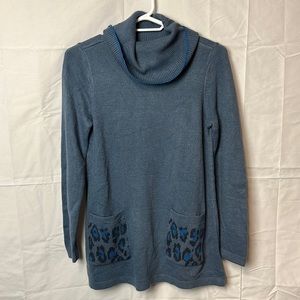 𝅺LOGO by Lori Goldstein Cowl Neck Sweater with Leopard Pockets